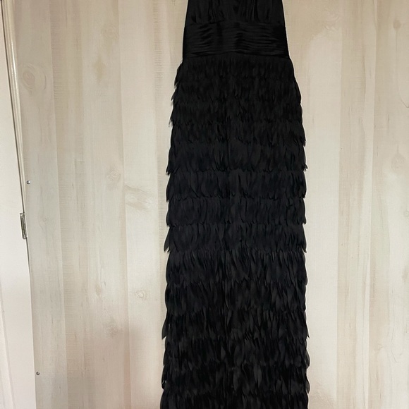 JS Collections black halter feather formal dress 2 - Picture 5 of 16